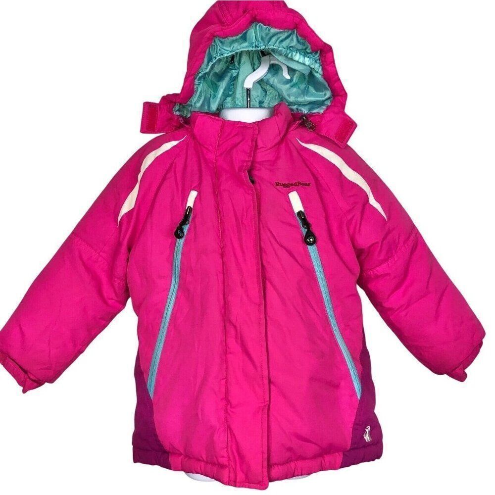 Rugged Bear Girls 4 Coat Pink Blue Puffer Winter Removable Hood